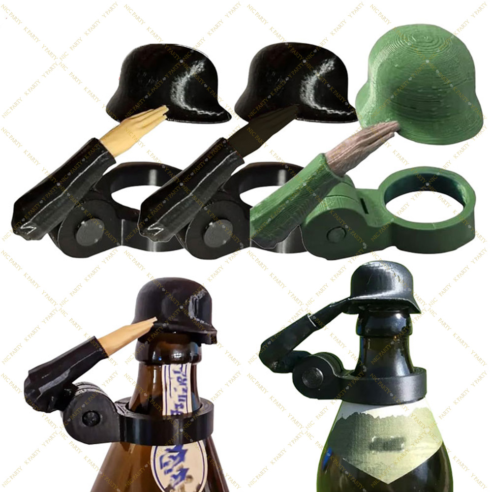Wine Beer Hat - 재미있는 군인 경례식 맥주병 헬멧 창의적인