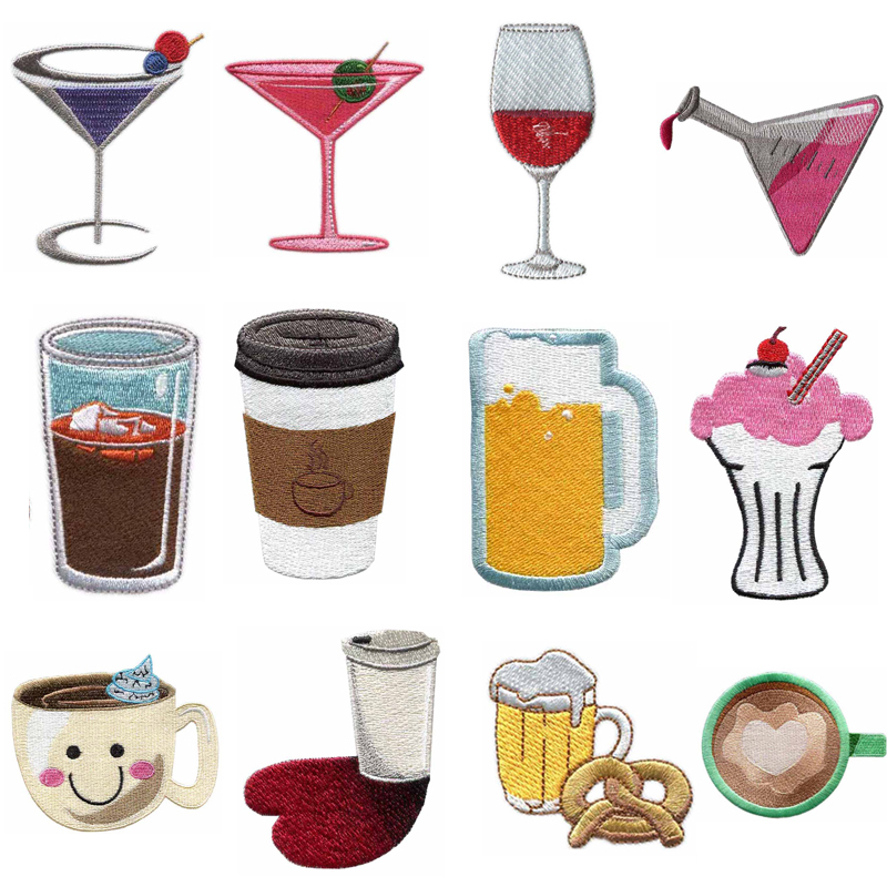 컵과 음료를 테마로 한 열접착식 자수 패치, 와인, 커 - Wine Beer Hat 리뷰 및 가격